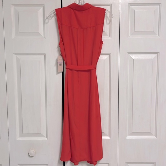 Nanette Lepore Coral Hidden Button Front Tie Waist Dress Size 6 - Picture 4 of 5